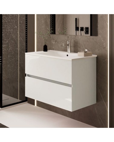 Mobile bagno sospeso Sevilla con 2 cassetti 80x44.6x52 cm colore bianco lucido