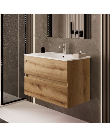 Mobile bagno sospeso Sevilla con 2 cassetti 80x44.6x52 cm colore rovere quercia