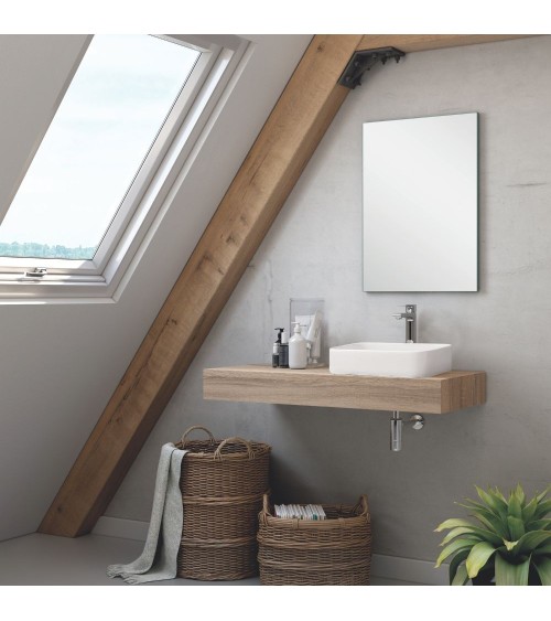 Set mensolone bagno con lavabo Ely colore rovere cambrian 120x45x12 cm.