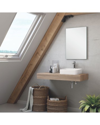 Set mensolone bagno con lavabo Ely colore rovere cambrian 120x45x12 cm.