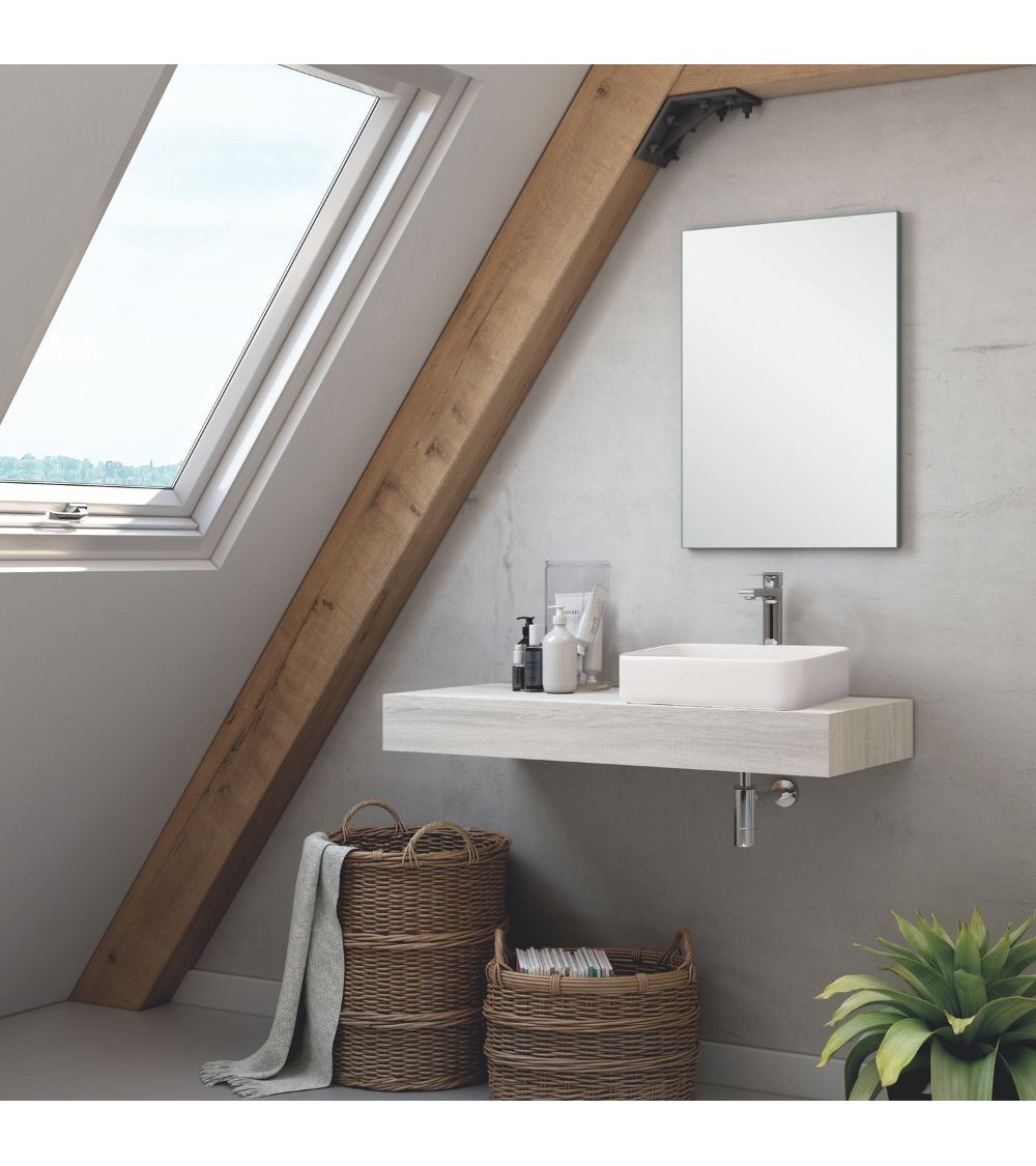 Set mensolone bagno con lavabo Ely colore rovere grigio ghiaccio 120x45x12 cm.