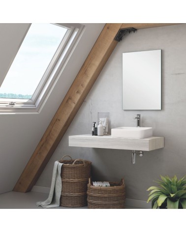 Set mensolone bagno con lavabo Ely colore rovere grigio ghiaccio 120x45x12 cm.
