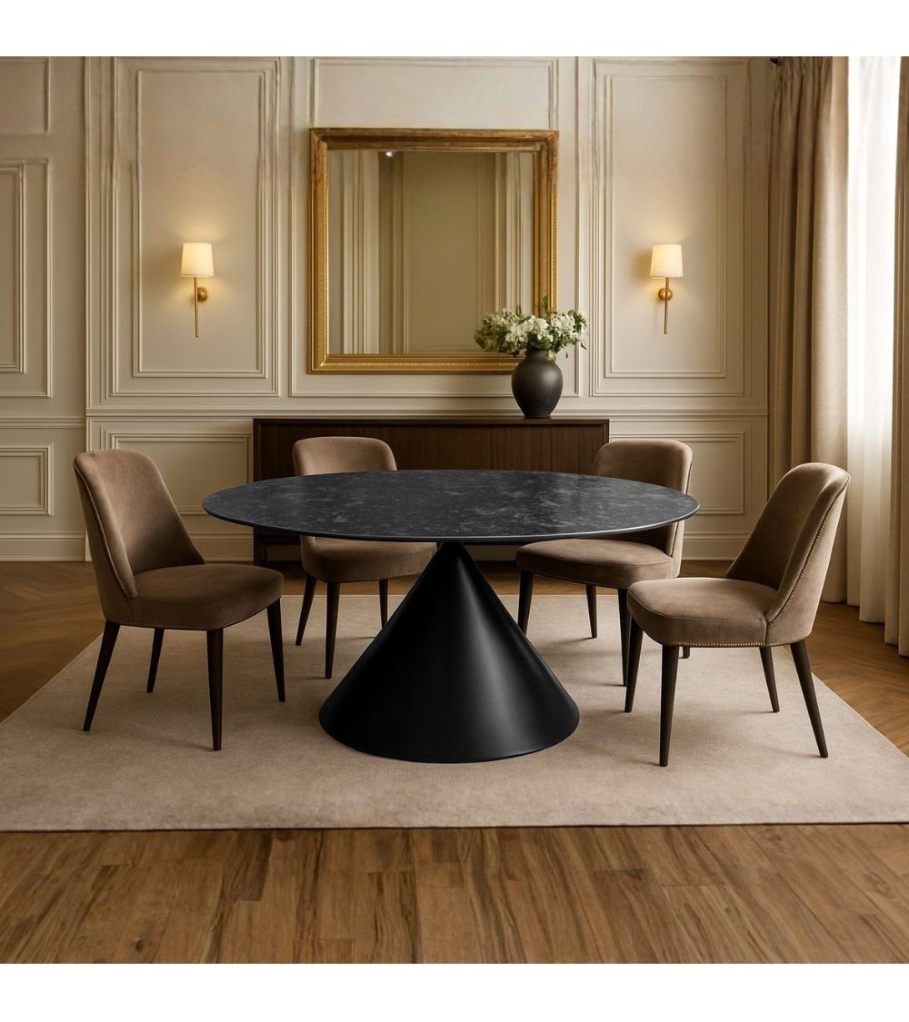 Tavolo ovale fisso Punto con piano effetto marmo nero 200x100xH76 cm.