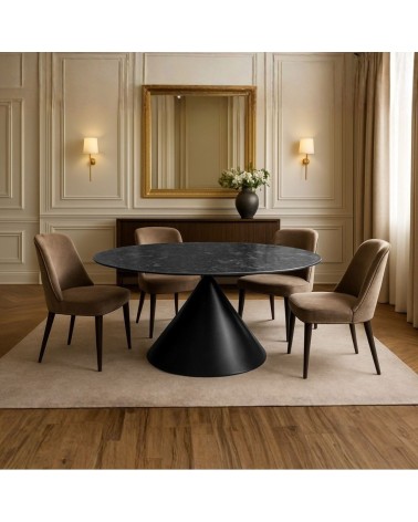 Tavolo ovale fisso Punto con piano effetto marmo nero 200x100xH76 cm.