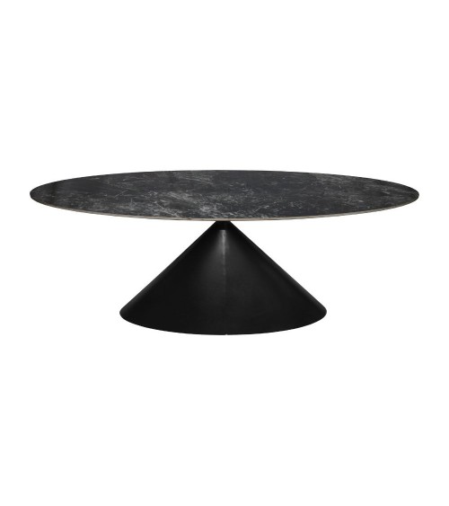 Tavolo ovale fisso Punto con piano effetto marmo nero 200x100xH76 cm.