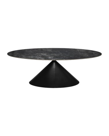 Tavolo ovale fisso Punto con piano effetto marmo nero 200x100xH76 cm.