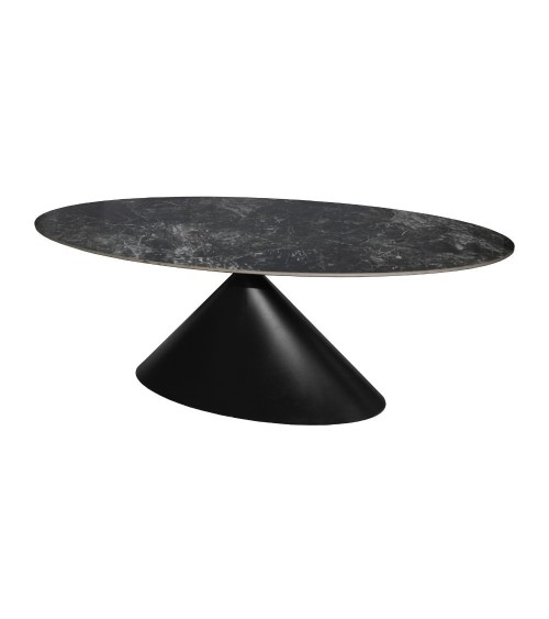 Tavolo ovale fisso Punto con piano effetto marmo nero 200x100xH76 cm.