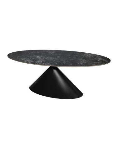 Tavolo ovale fisso Punto con piano effetto marmo nero 200x100xH76 cm.