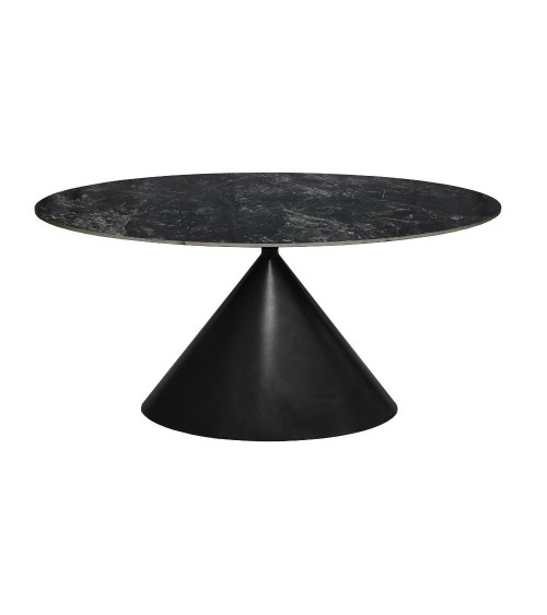 Tavolo ovale fisso Punto con piano effetto marmo nero 200x100xH76 cm.