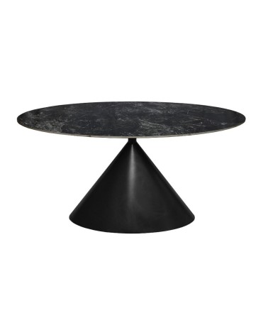 Tavolo ovale fisso Punto con piano effetto marmo nero 200x100xH76 cm.