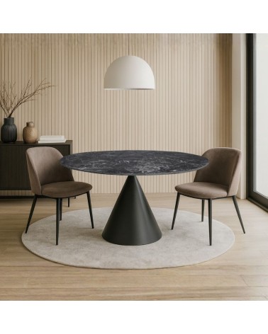 Tavolo fisso Punto con piano effetto marmo nero D150xH76 cm.