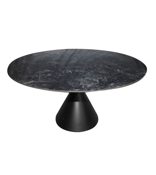 Tavolo fisso Punto con piano effetto marmo nero D150xH76 cm.