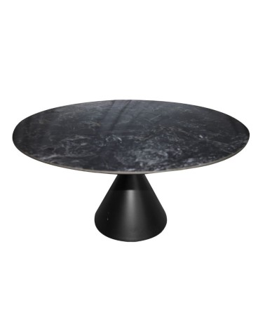 Tavolo fisso Punto con piano effetto marmo nero D150xH76 cm.