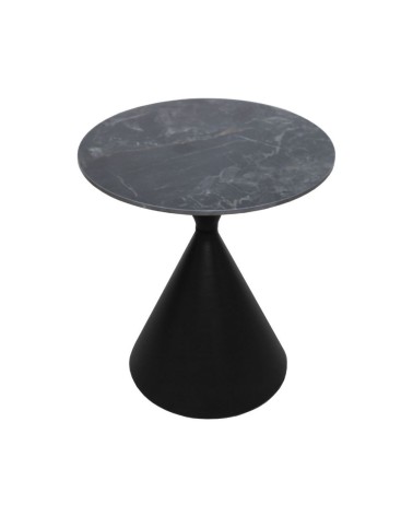 Set 2 tavolini da salotto basso Punto con piano effetto marmo nero e gambe in metallo nero
