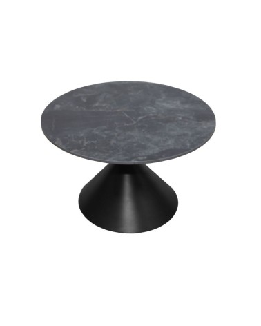 Set 2 tavolini da salotto basso Punto con piano effetto marmo nero e gambe in metallo nero