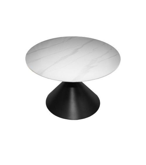 Set 2 tavolini da salotto basso Punto con piano effetto marmo bianco e gambe in metallo nero