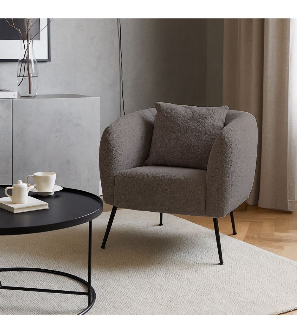 Poltrona pozzetto Nuvia in tessuto Ascort colore grigio mouse
