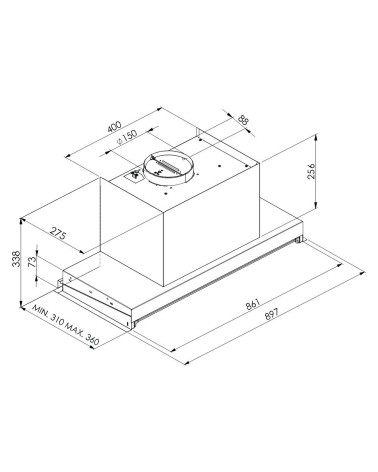 Cappa Samet Kripto90ND incasso sistema no drop inox classe C