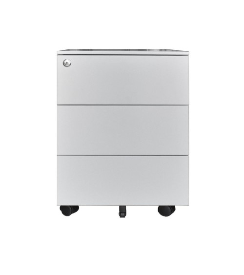 Cassettiera ufficio ESMC03 3 cassetti con chiave in ferro colore grigio chiaro
