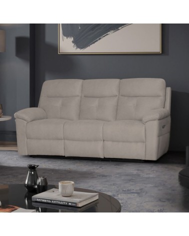 Divano Kayde 3 posti recliner elettrico in tessuto Mia 103-05 beige