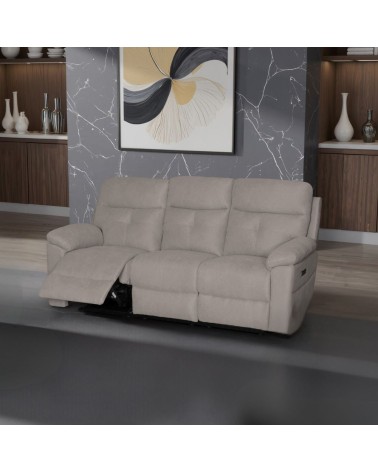 Divano Kayde 3 posti recliner elettrico in tessuto Mia 103-05 beige