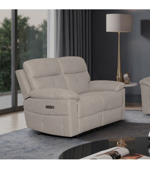 Divano Kayde 2 posti recliner elettrico in tessuto Mia 103-05 beige