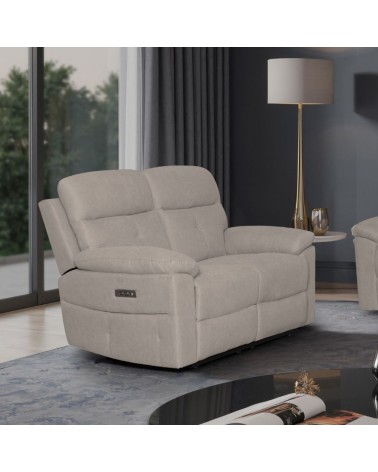 Divano Kayde 2 posti recliner elettrico in tessuto Mia 103-05 beige