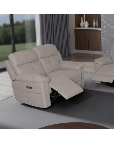 Divano Kayde 2 posti recliner elettrico in tessuto Mia 103-05 beige