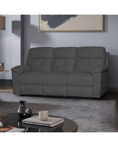 Divano Kayde 3 posti recliner elettrico in tessuto Mia 103-27 grigio scuro