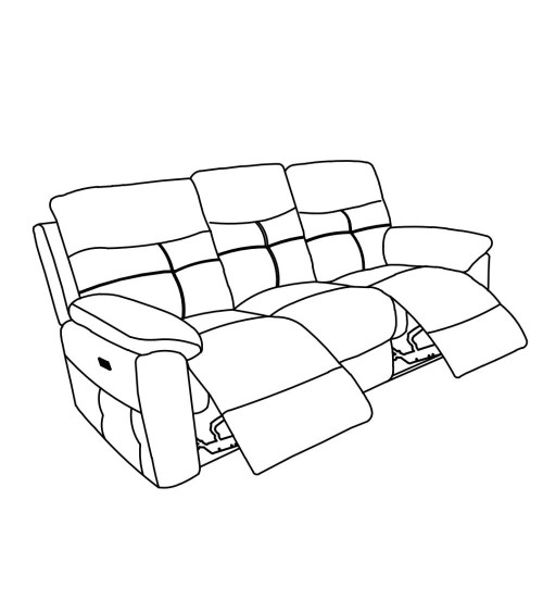 Divano Kayde 3 posti recliner elettrico in tessuto Mia 103-27 grigio scuro