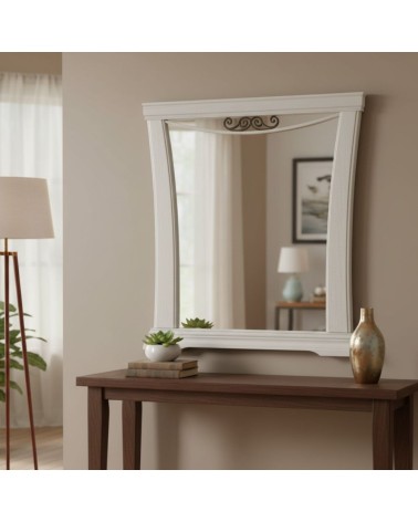 Specchiera Athena in legno con cornice curva colore avorio