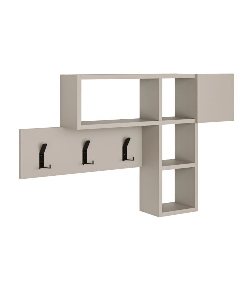 Appendiabiti da parete cashmere con 3 ganci appendiabiti e 4 nicchie a giorno Game