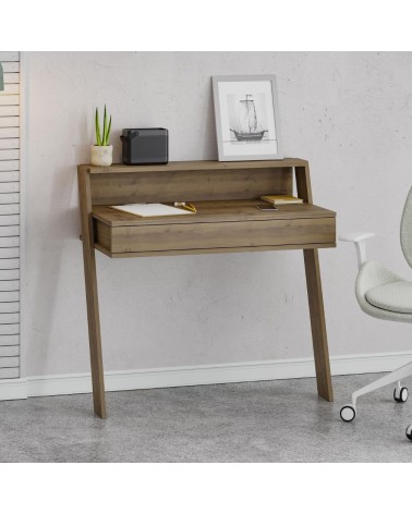Scrivania da parete hitit noce con cassetto Cowork 94 cm.