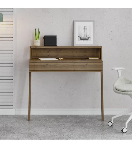 Scrivania da parete hitit noce con cassetto Cowork 94 cm.