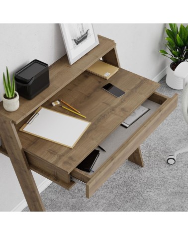 Scrivania da parete hitit noce con cassetto Cowork 94 cm.