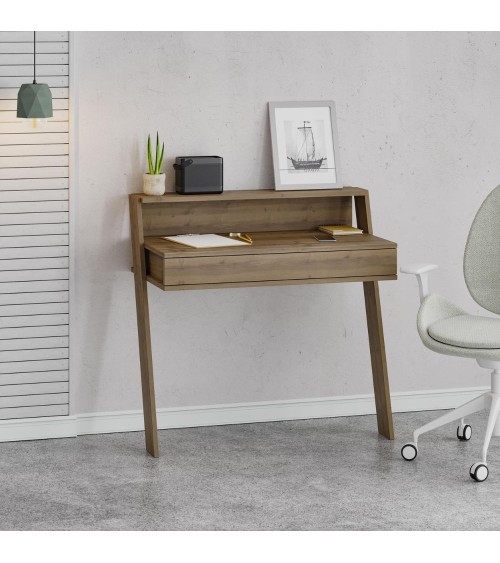 Scrivania da parete hitit noce con cassetto Cowork 94 cm.