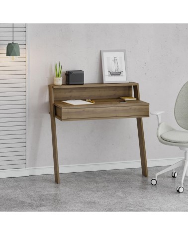 Scrivania da parete hitit noce con cassetto Cowork 94 cm.