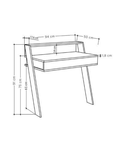 Scrivania da parete hitit noce con cassetto Cowork 94 cm.