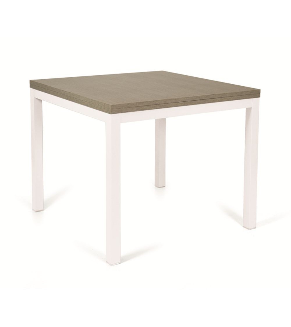 Tavolo allungabile Monster 90x90 colore bianco e piano larice grigio