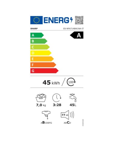 Lavatrice Sharp ESNFA714BW1NA libera installazione 7 kg 1400 giri motore inverter classe A