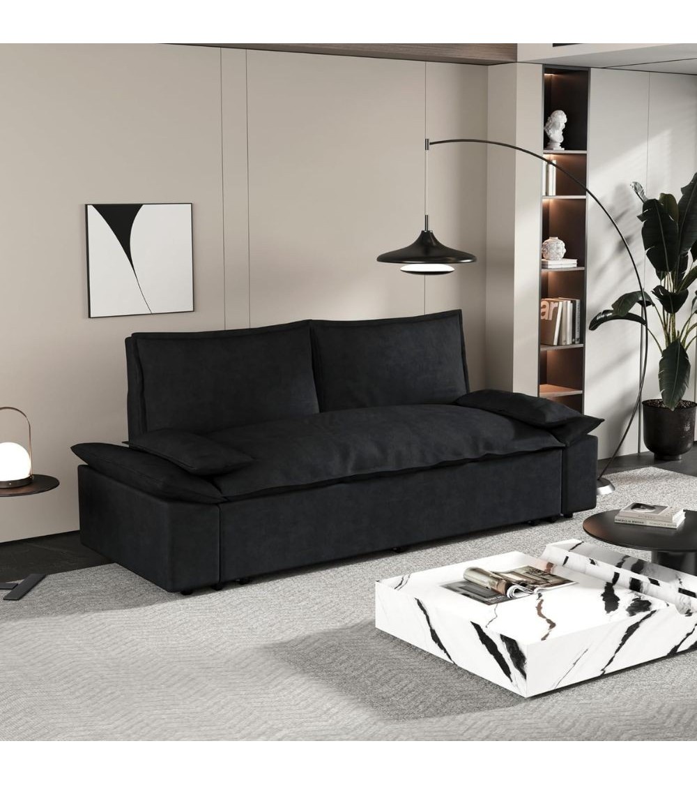 Divano letto Belly 2 posti effetto velluto colore nero