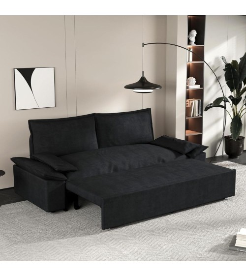 Divano letto Belly 2 posti effetto velluto colore nero