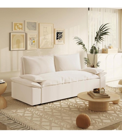 Divano letto Belly 2 posti effetto velluto colore beige