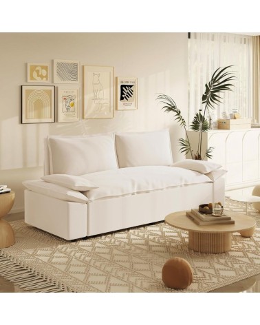 Divano letto Belly 2 posti effetto velluto colore beige