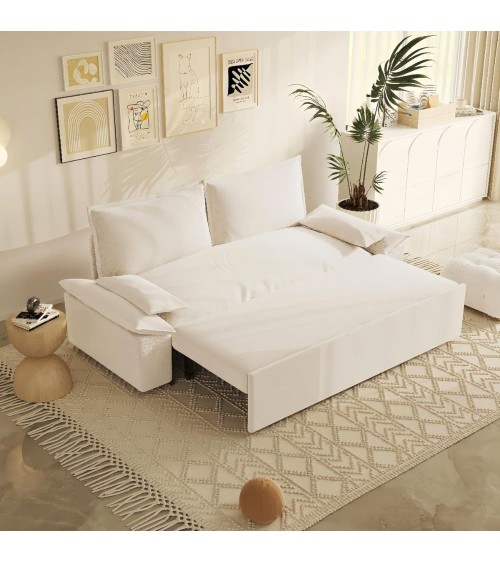 Divano letto Belly 2 posti effetto velluto colore beige