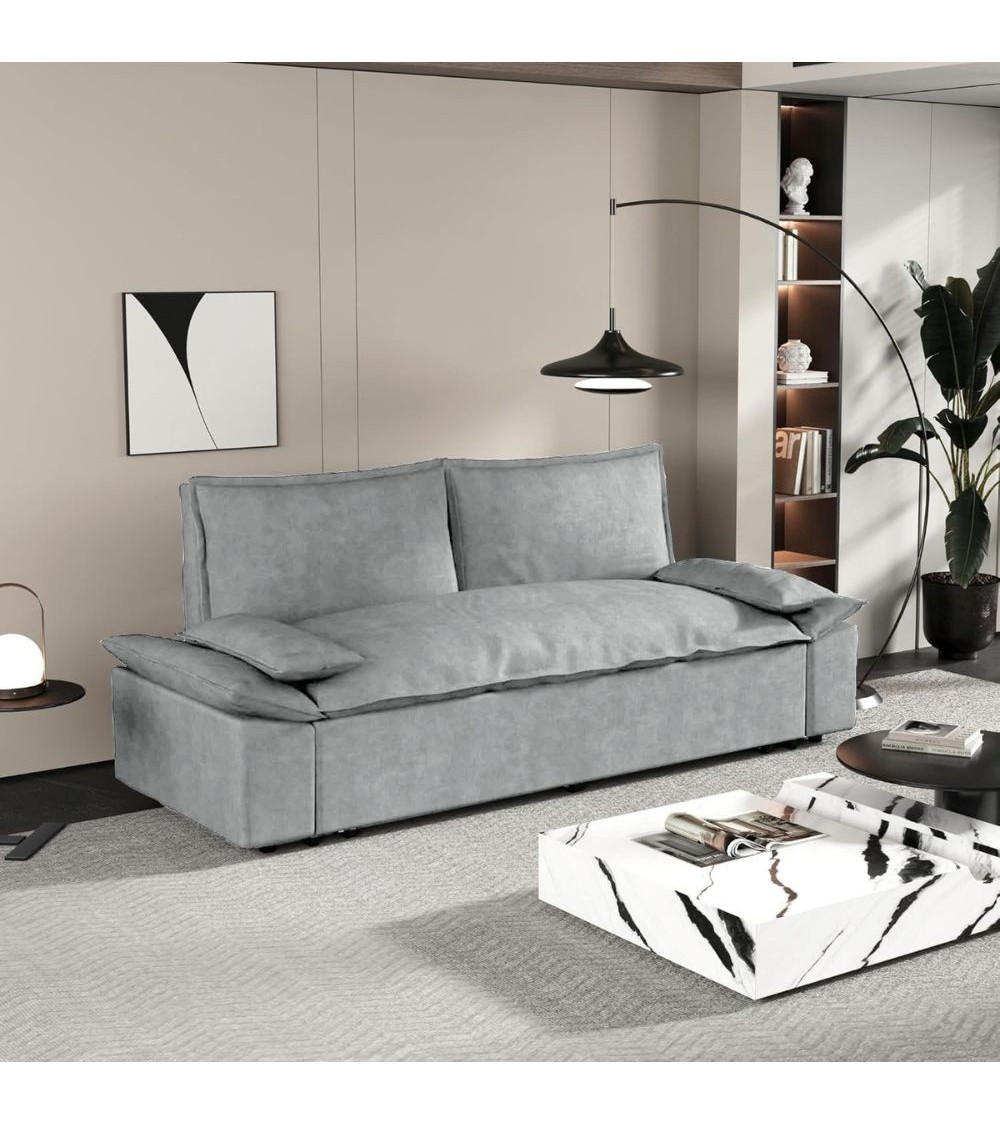 Divano letto Belly 2 posti effetto velluto colore grigio