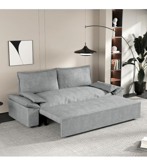 Divano letto Belly 2 posti effetto velluto colore grigio