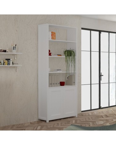 Libreria Miraflor con 2 ante e 4 vani a giorno colore bianco