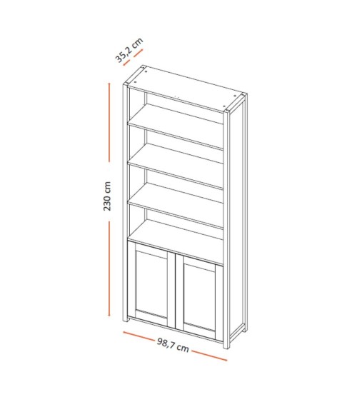 Libreria Miraflor con 2 ante e 4 vani a giorno colore bianco