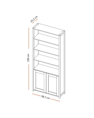 Libreria Miraflor con 2 ante e 4 vani a giorno colore bianco